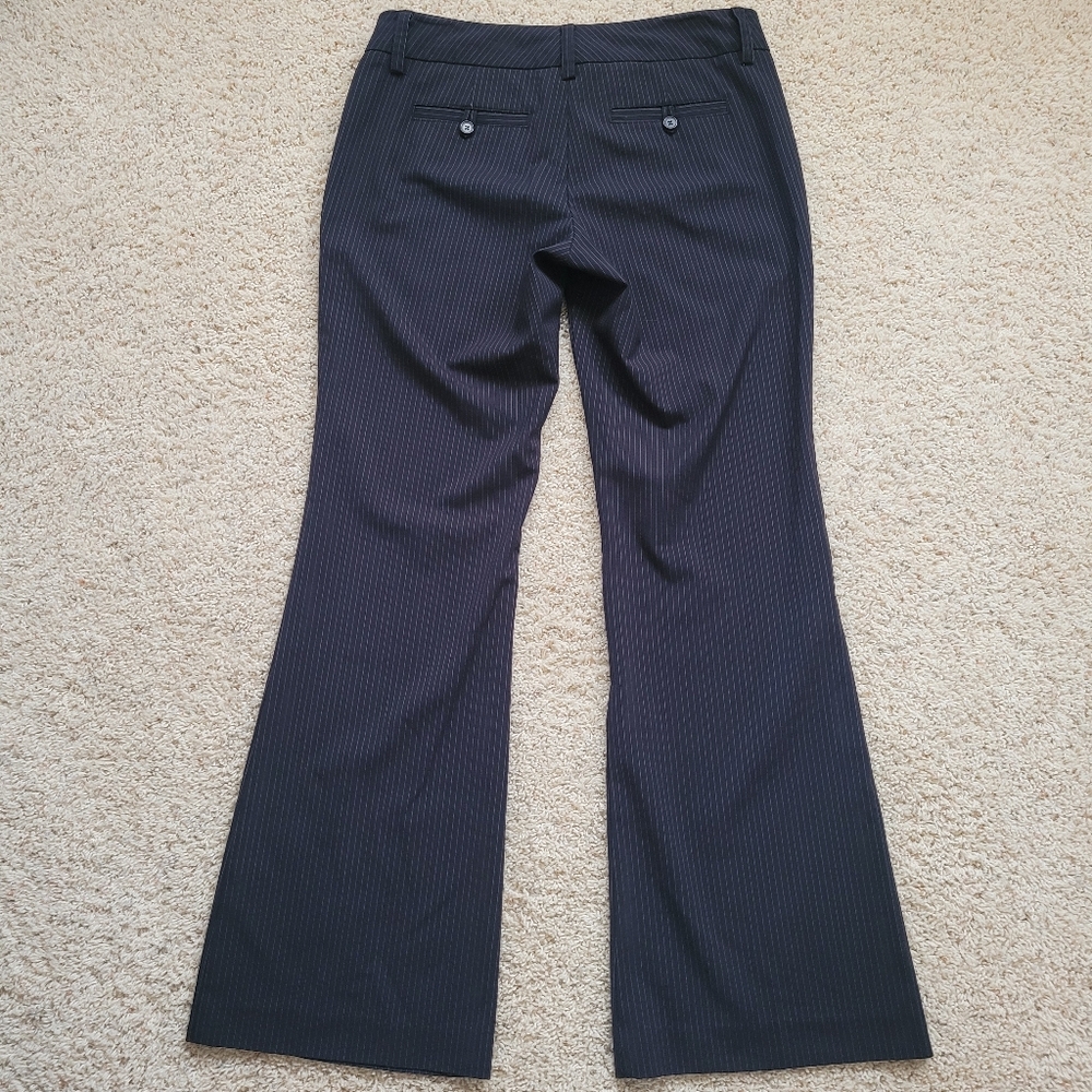 NY & Co Stretch Black Trouser Dress Pants with Gray Stripe 6 - Picture 4 of 9